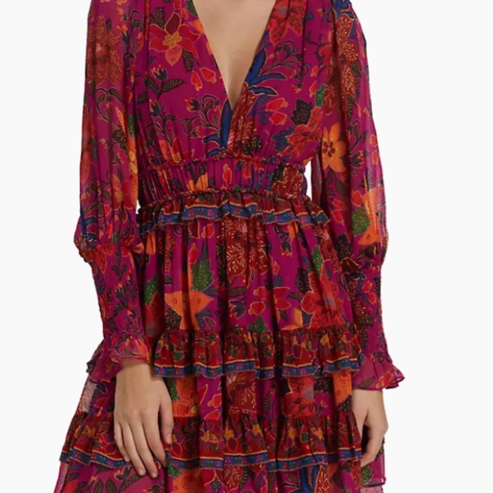 Farm Rio Tropical Tapestry Long-Sleeve Minidress - New W Tags